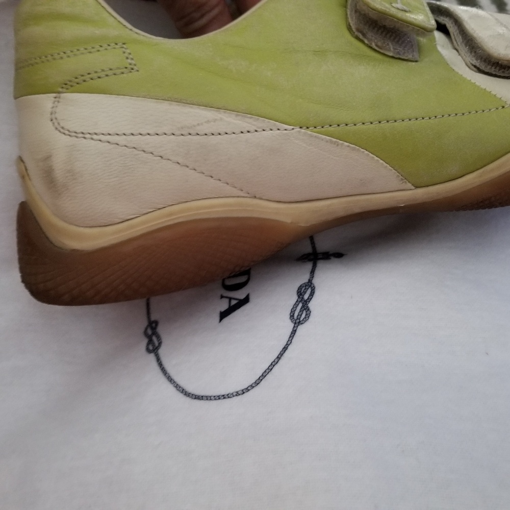 Prada Sneaker w/ Dust Cover. Sz 36.5  lime&creme - Picture 6 of 7